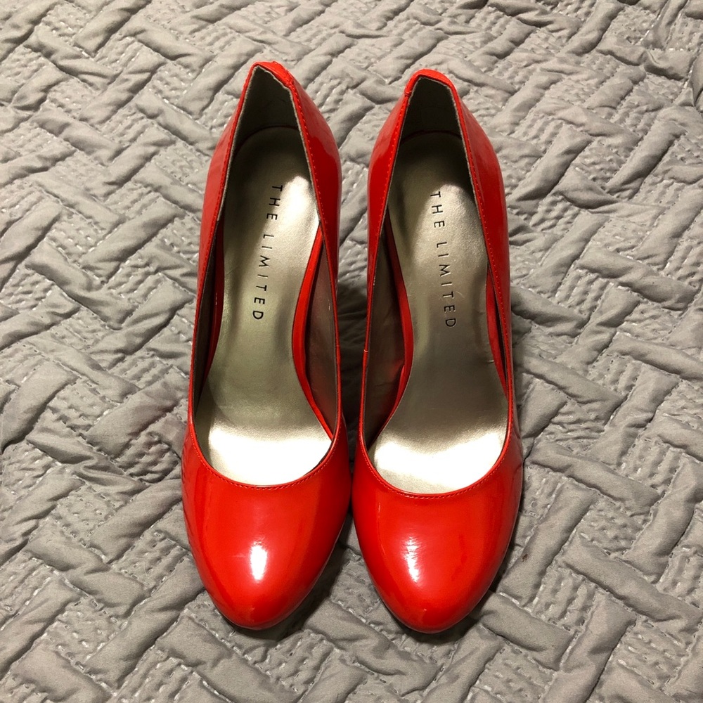 The Limited Patent Leather Red Orange Heels